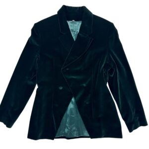 Veste en velours vert pour femme, taille 42, seconde main en parfait état – Disponible sur Oumi Friperie, friperie en ligne
