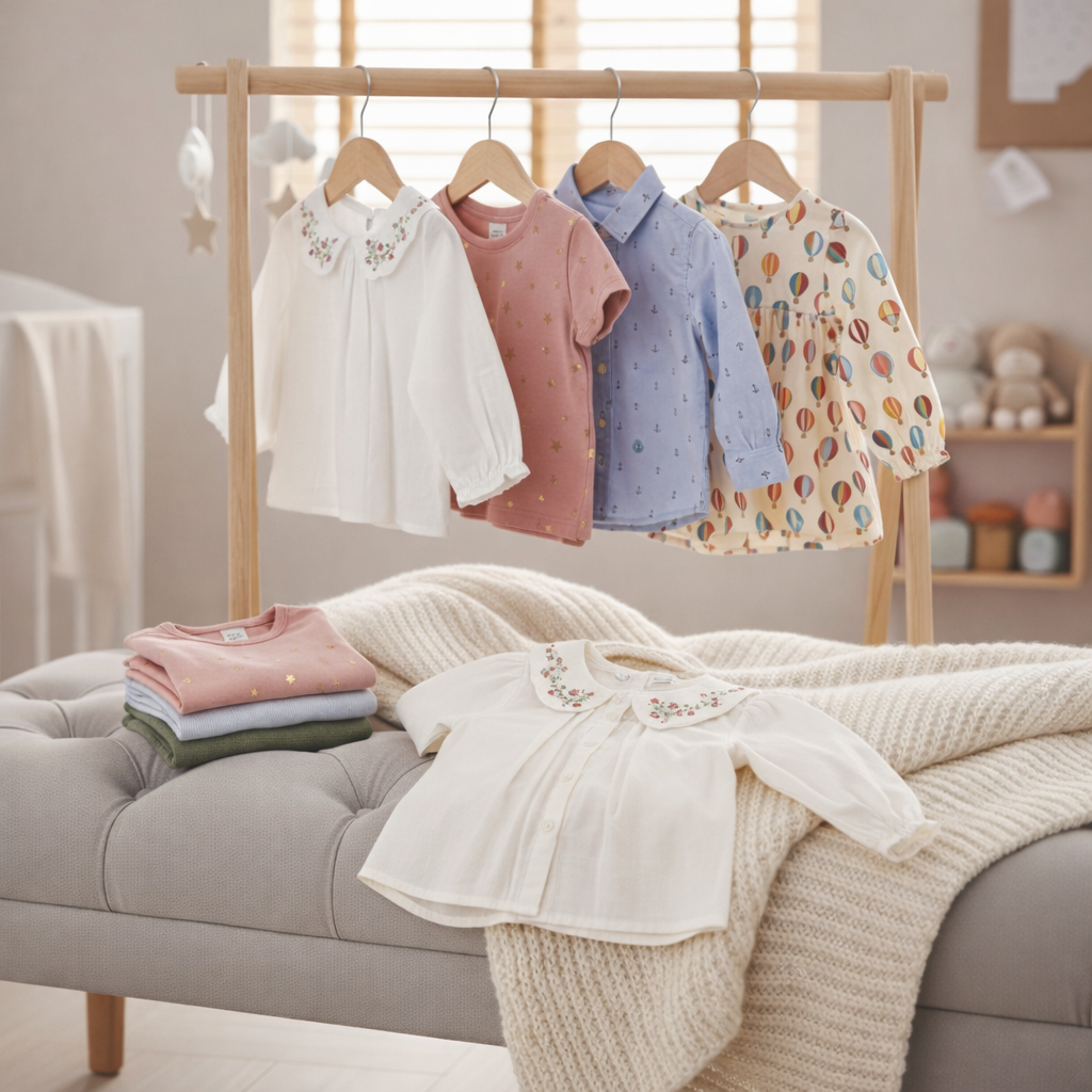 Chemisiers, blouses et hauts bébé d’occasion, confortables et doux, pour enfants de 0 à 24 mois.