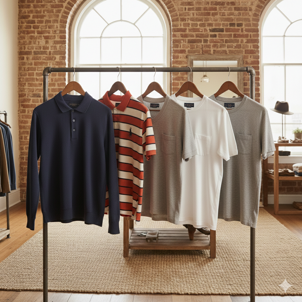 Polos et t-shirts homme de seconde main, confortables et tendance, chez Oumi Friperie