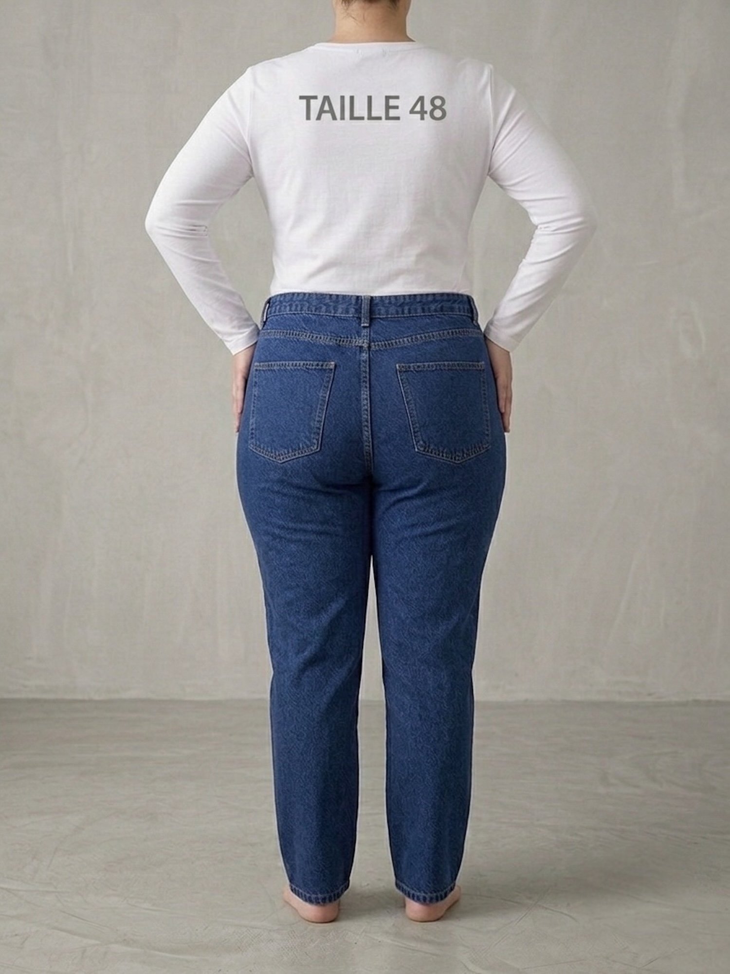 Jean femme bleu 100 % coton (T48) – Image 2