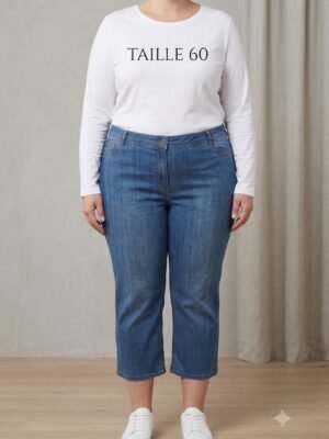 JEAN BLEU FEMME T60 Authentic Denim porté vue de face