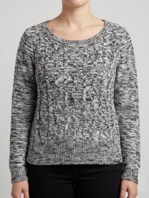 Pul gris Cache Cache taille 3 (L). Maille torsadée, 61 % coton. Bon état, seconde main contrôlée.
