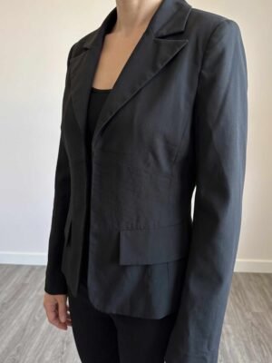 Blazer noir vintage cintré Ici et Maintenant avec col à revers