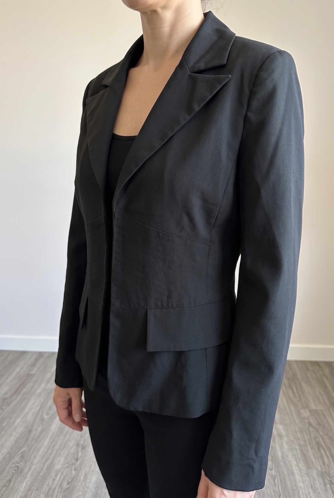 Blazer noir vintage cintré Ici et Maintenant avec col à revers
