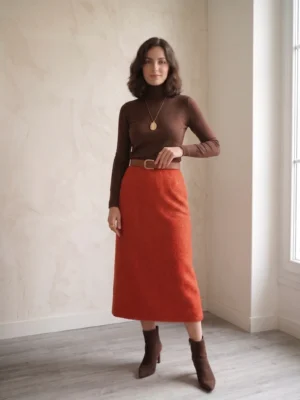 jupe en maille bouclee orange par contrast porte