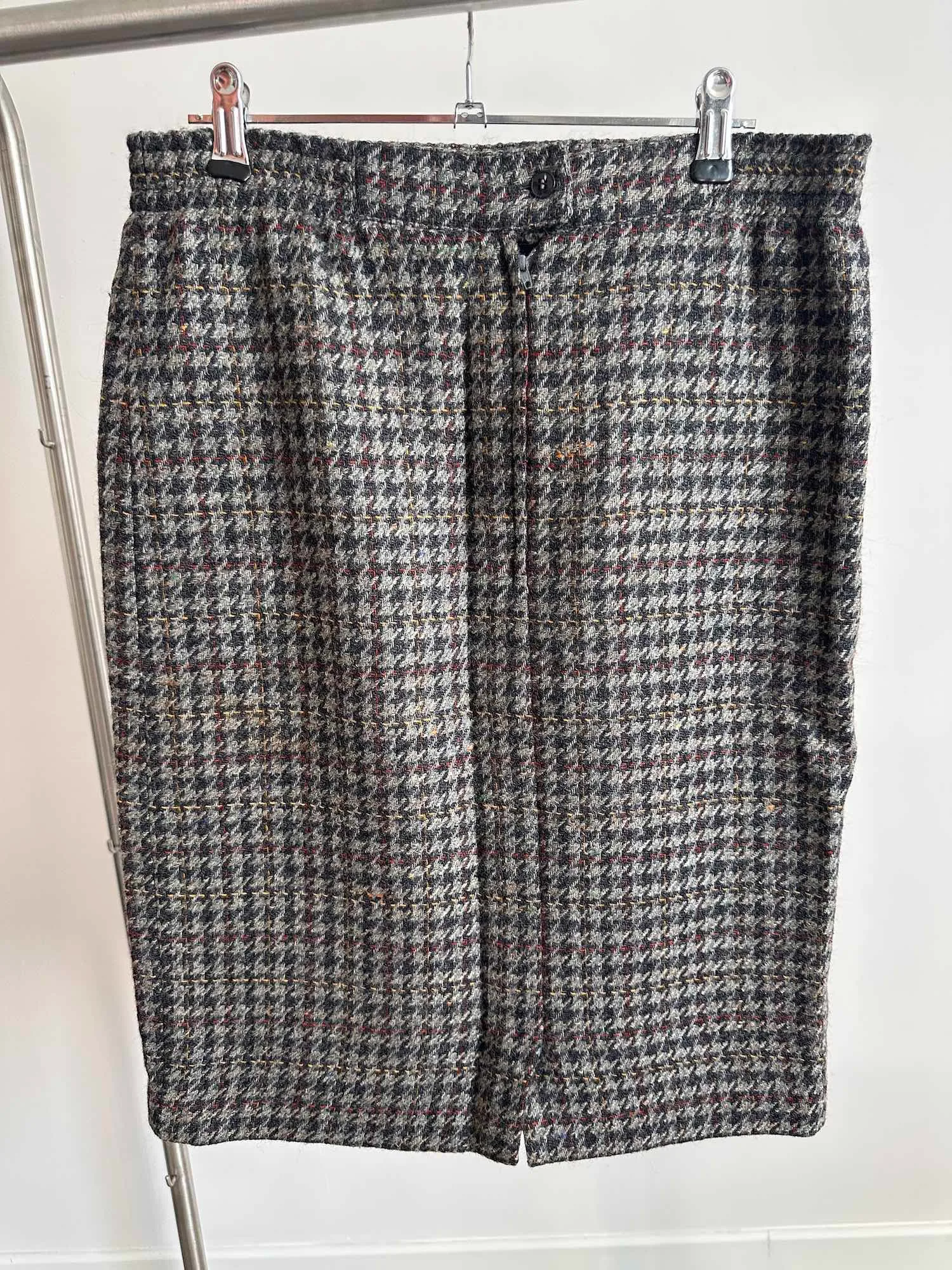 jupe vintage 88 laine noir gris beige dos