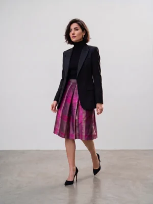 jupe vintage en soie melangee tartan fuchsia kenzo paris fushia porte