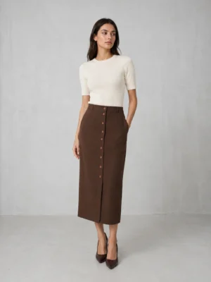 jupe vintage printemps marron porte