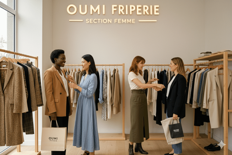 Collection vêtements femme de seconde main chez Oumi Friperie