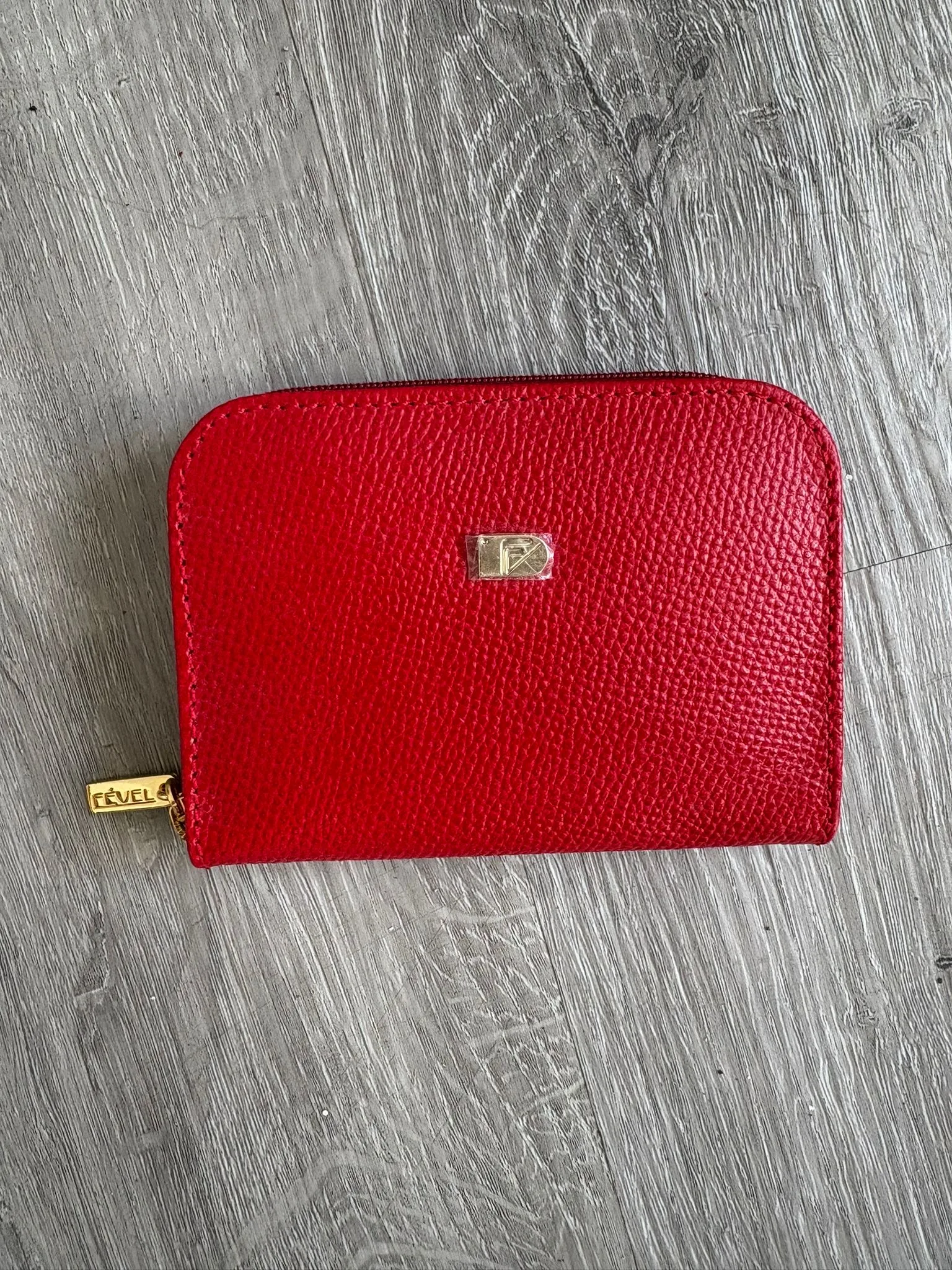 portefeuille zippe fevel rouge dos