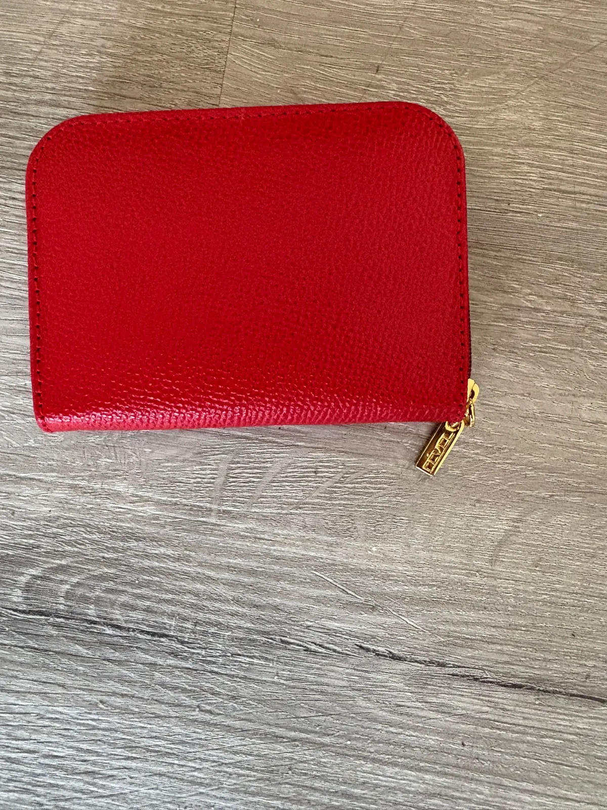 portefeuille zippe fevel rouge etiquette