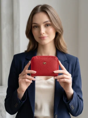 portefeuille zippe fevel rouge face