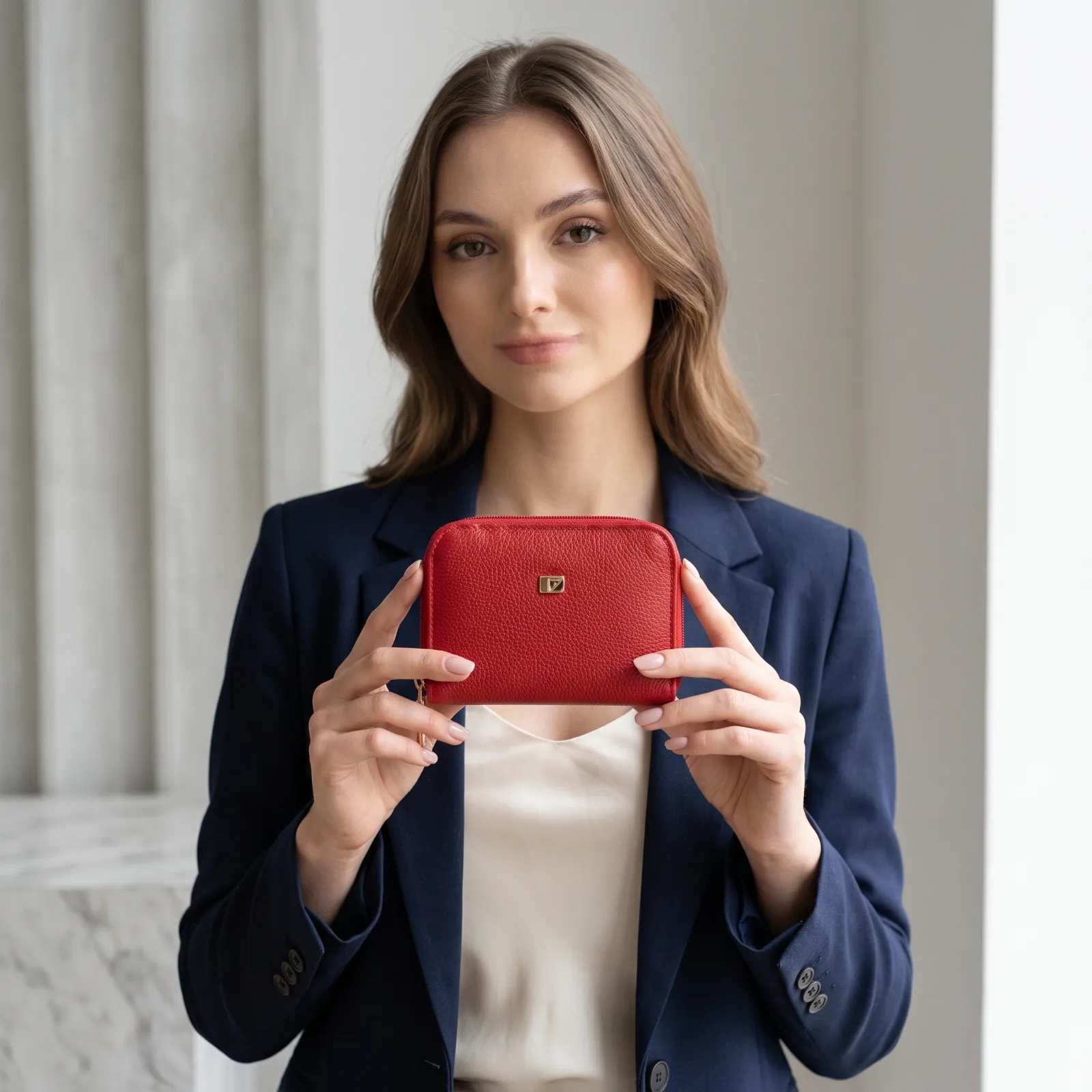 portefeuille zippe fevel rouge face