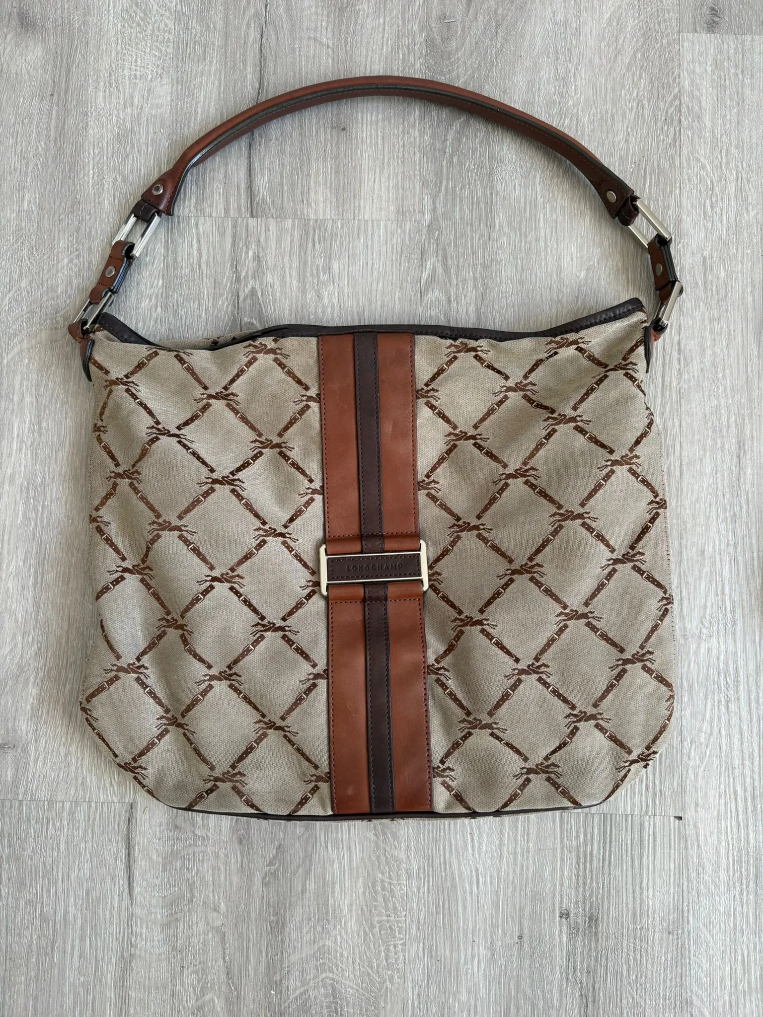 sac hobo longchamp lm marron beige longchamp paris dos