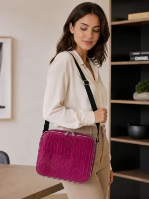 sacoche bombata rose porte