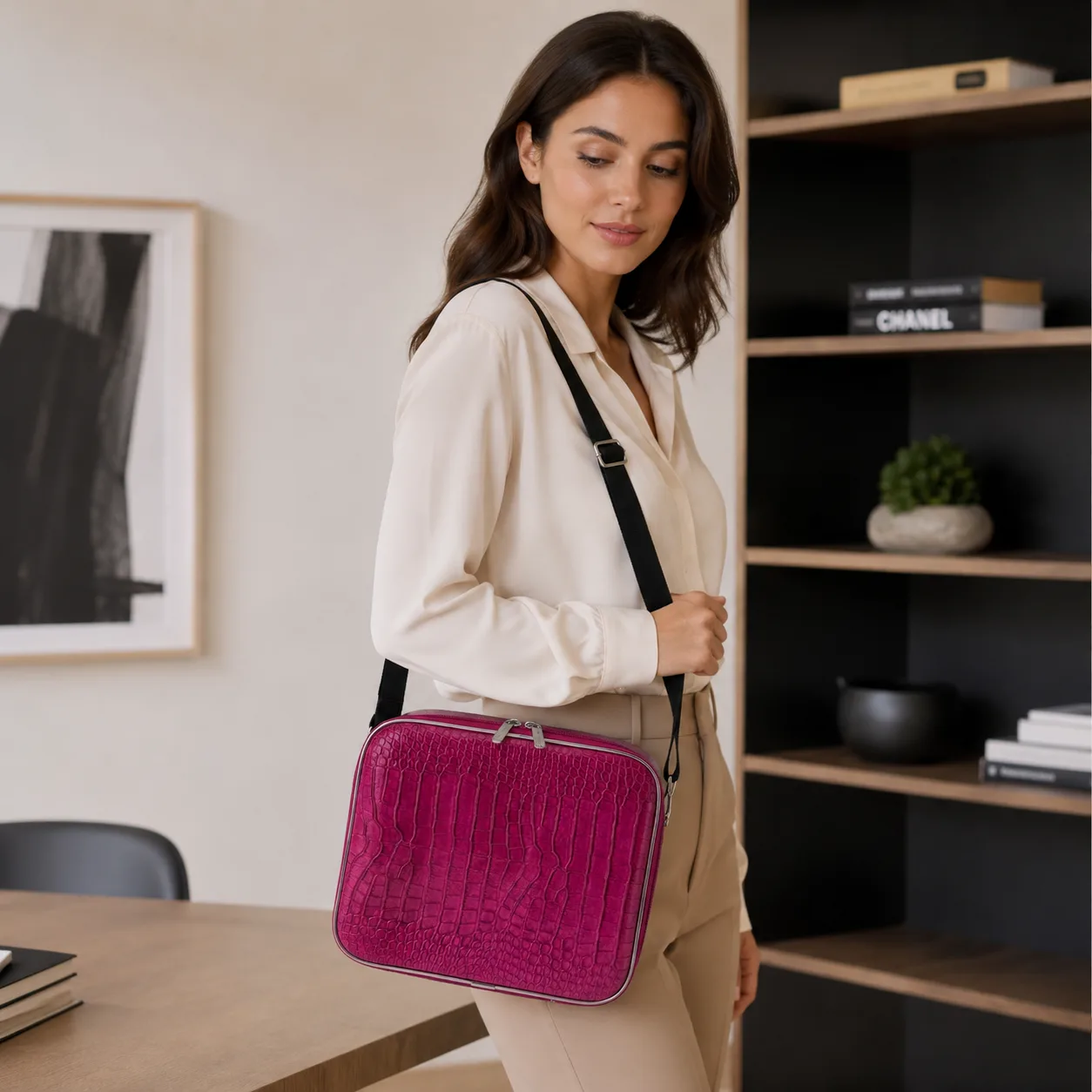 sacoche bombata rose porte