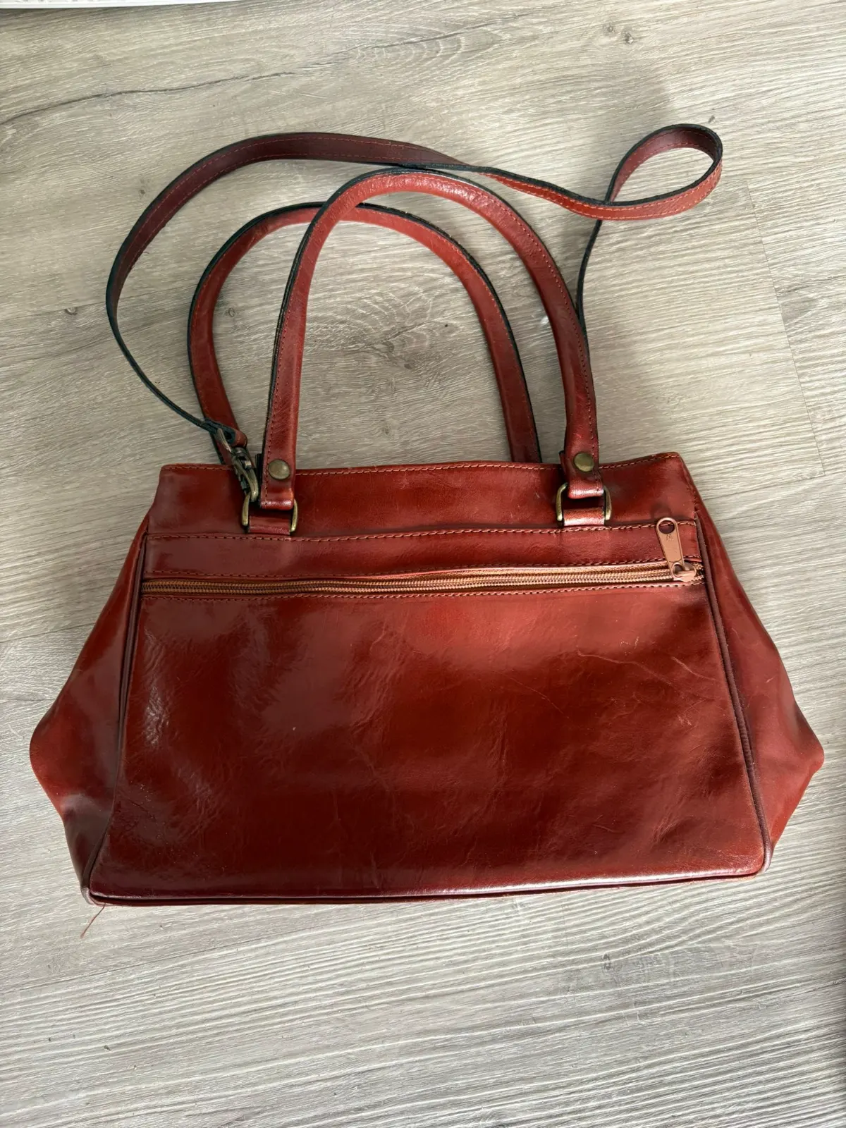 sacoche francinel cognac marron francinel paris etiquette
