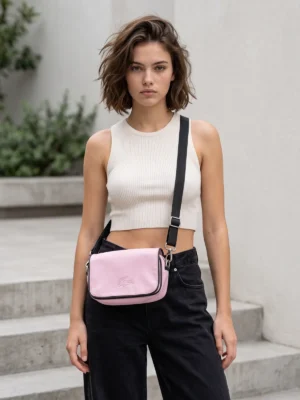 sacoche lacoste piquee rose face