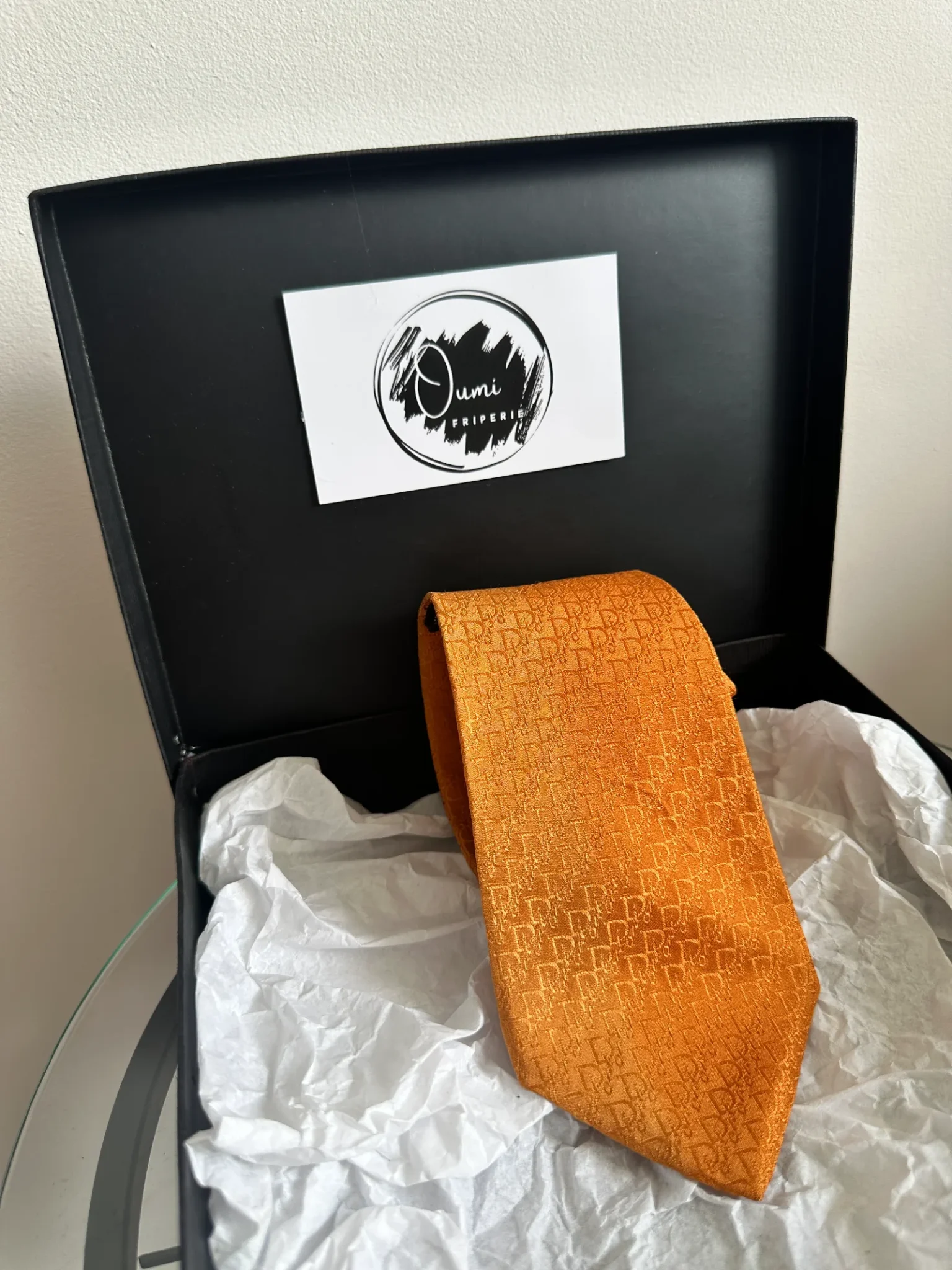 cravate dior en soie orange christian dior face