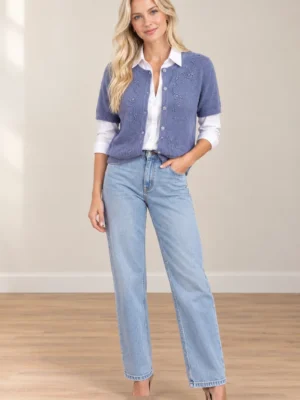 gilet brode bleu occasion