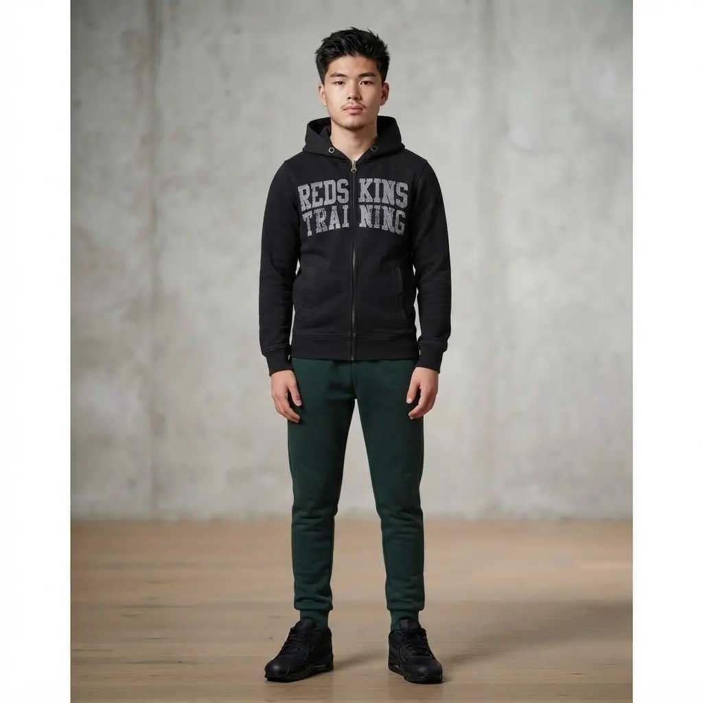 gilet zippe a capuche redskins noir redsking porte