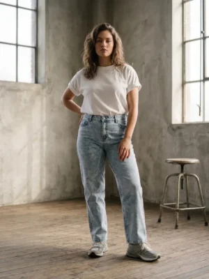 jean over size generique bleu porte