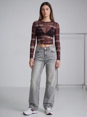 jean over size shein gris porte