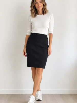 jupe courte noire lisse gainante generique porte