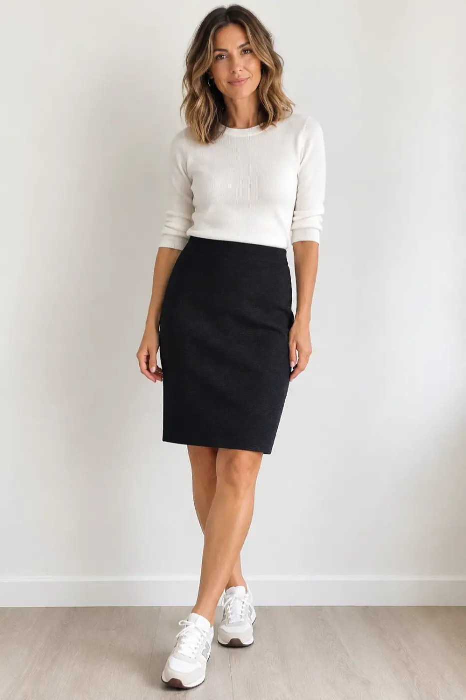 jupe courte noire lisse gainante generique porte