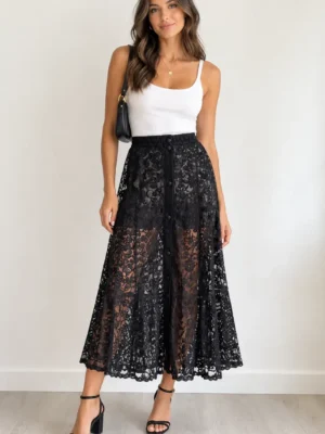 jupe dentelle noire made in france roseline porte