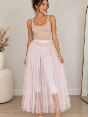 jupe longue tulle rose h m porte