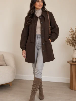 long gilet marron occasion