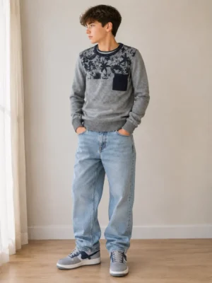 pull motif tropical teddy smith gris porte