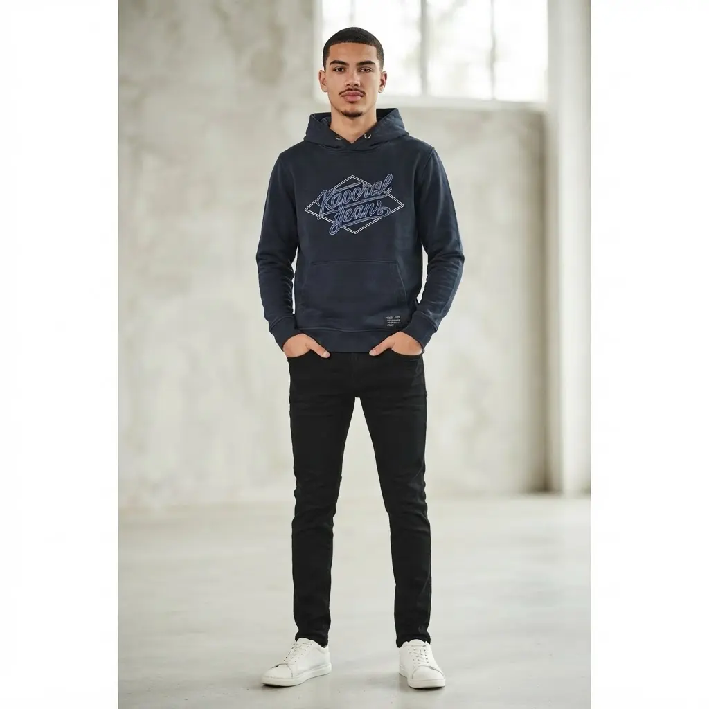 sweat a capuche kaporal bleu porte