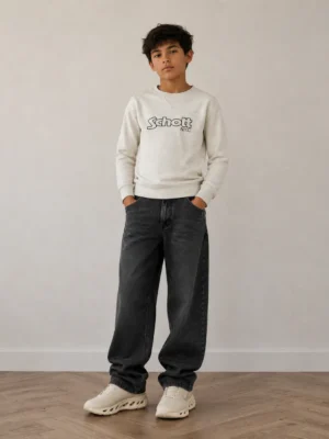 sweat col rond schott gris porte
