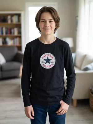 t shirt manches longues converse noir porte
