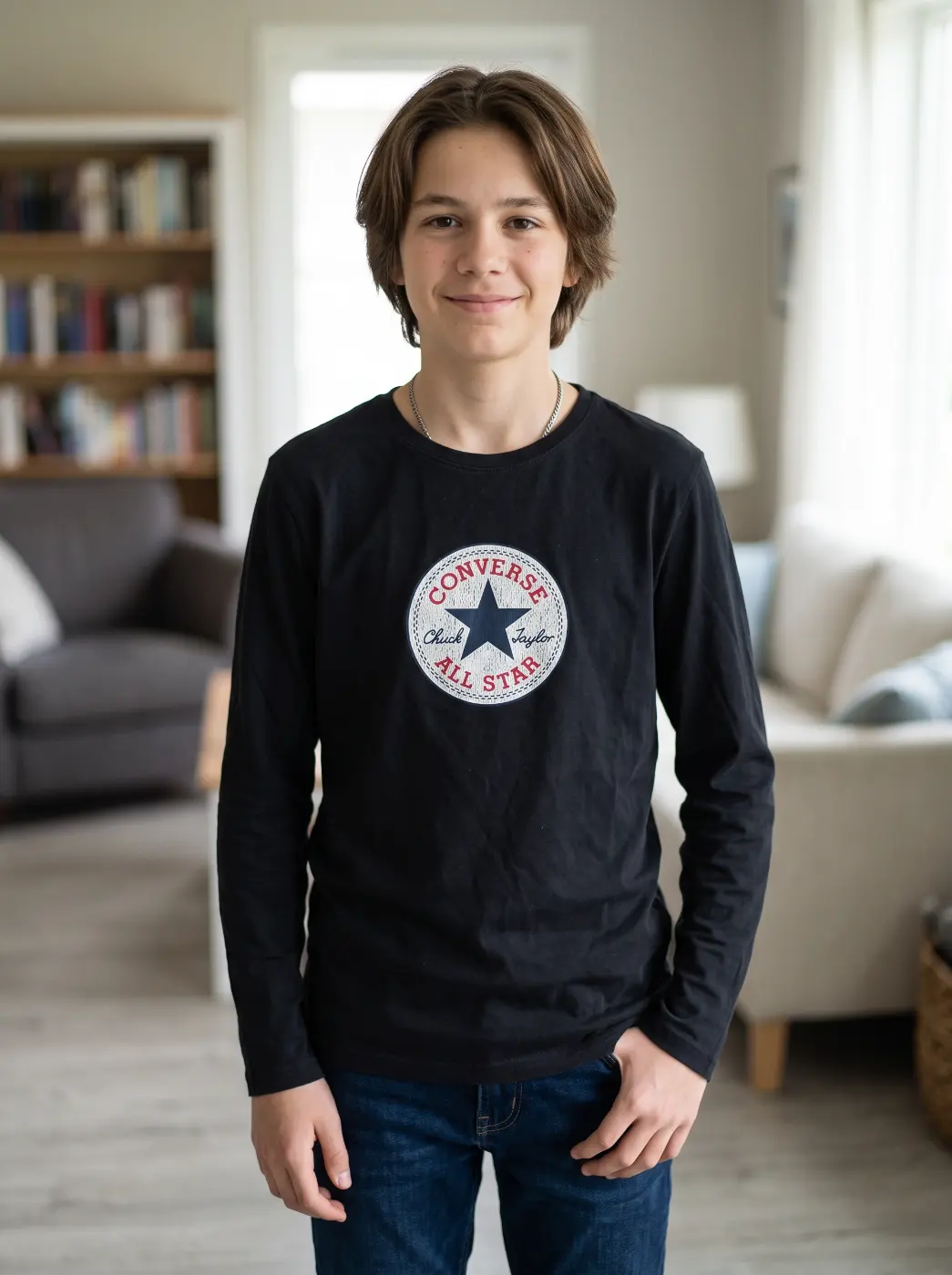 t shirt manches longues converse noir porte