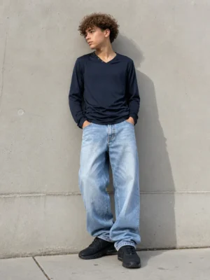 t shirt manches longues teddy smith bleu porte