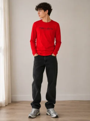 t shirt manches longues teddy smith rouge porte